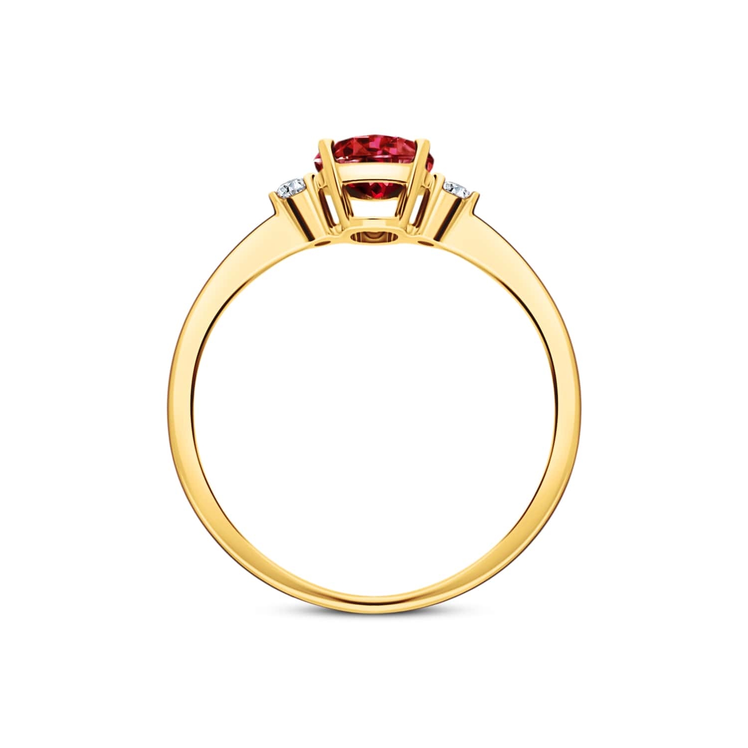 Pierścionek z diamentami i rubinem, żółte złoto - R07754-Y-R Pierścionek z diamentami i rubinem, żółte złoto - R07754-Y-R