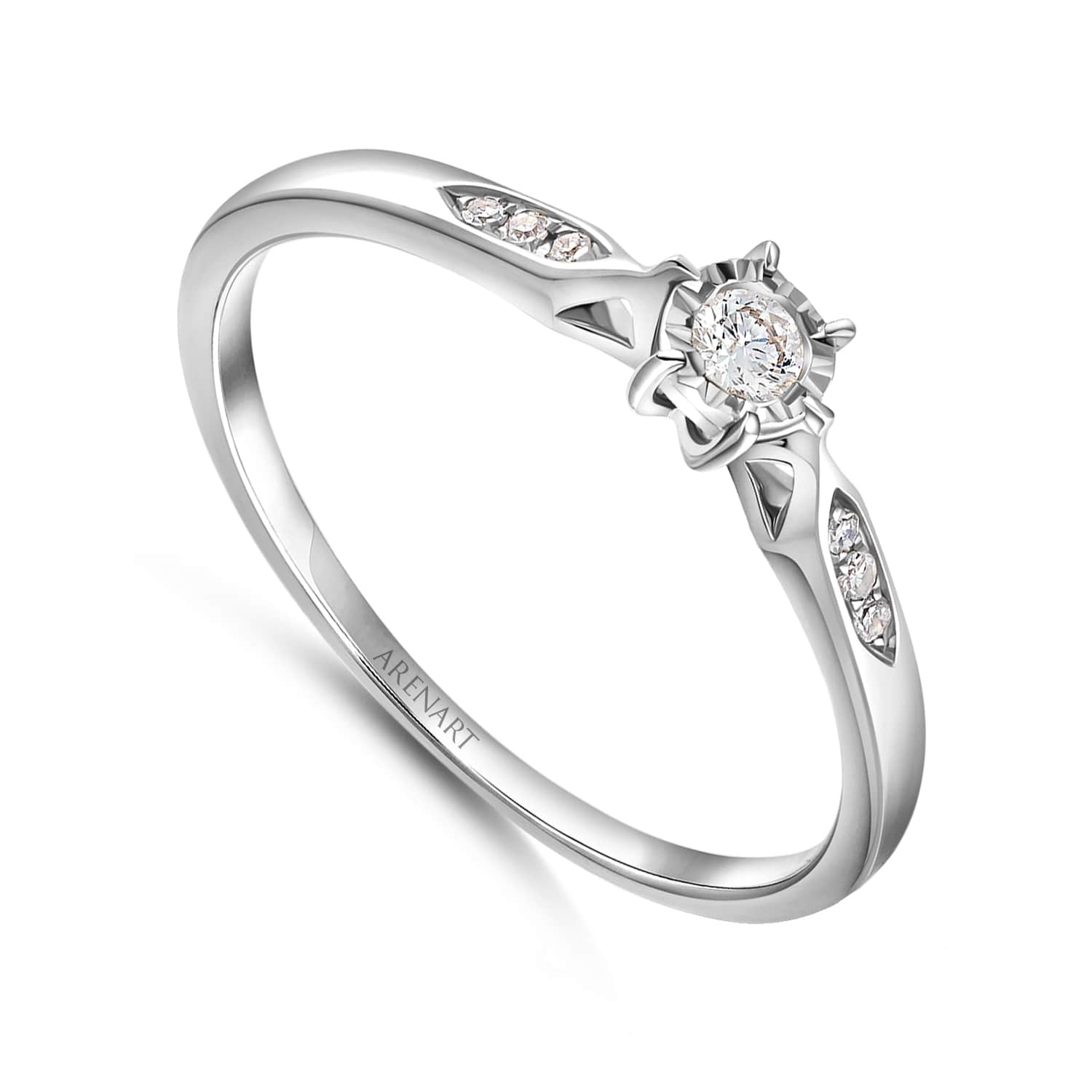 Pierścionek zaręczynowy z diamentami, białe złoto - R06867-W