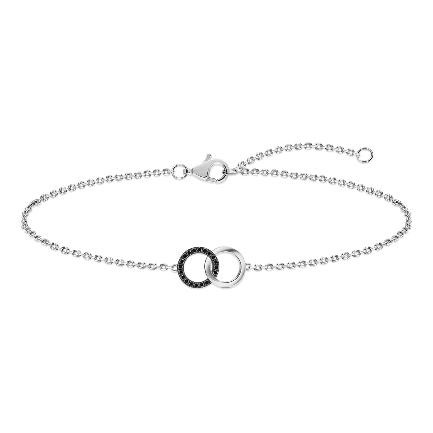 Bransoleta z czarnymi diamentamI kółeczka B01784-W-BD