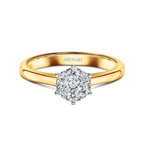 Pierścionek zaręczynowy z diamentami, dwukolorowe złoto R06841-YW