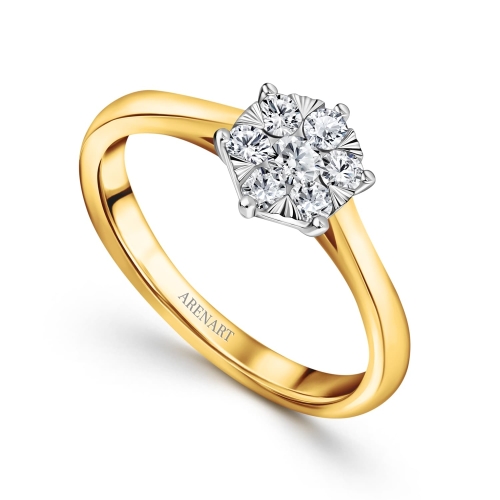 Pierścionek zaręczynowy z diamentami, dwukolorowe złoto R06841-YW