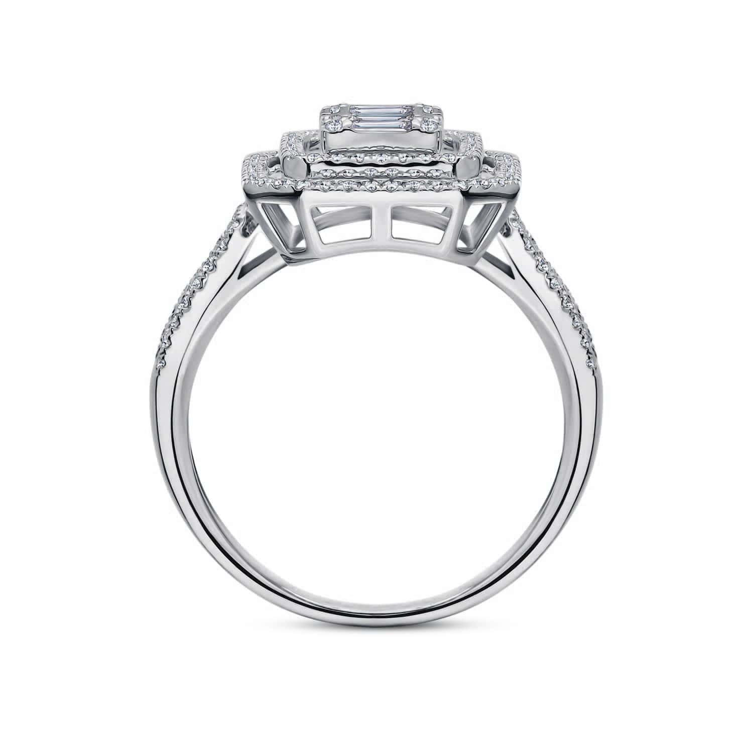 Pierścionek z diamentami, żółte złoto R05364-W bok Pierścionek z diamentami, żółte złoto R05364-W bok