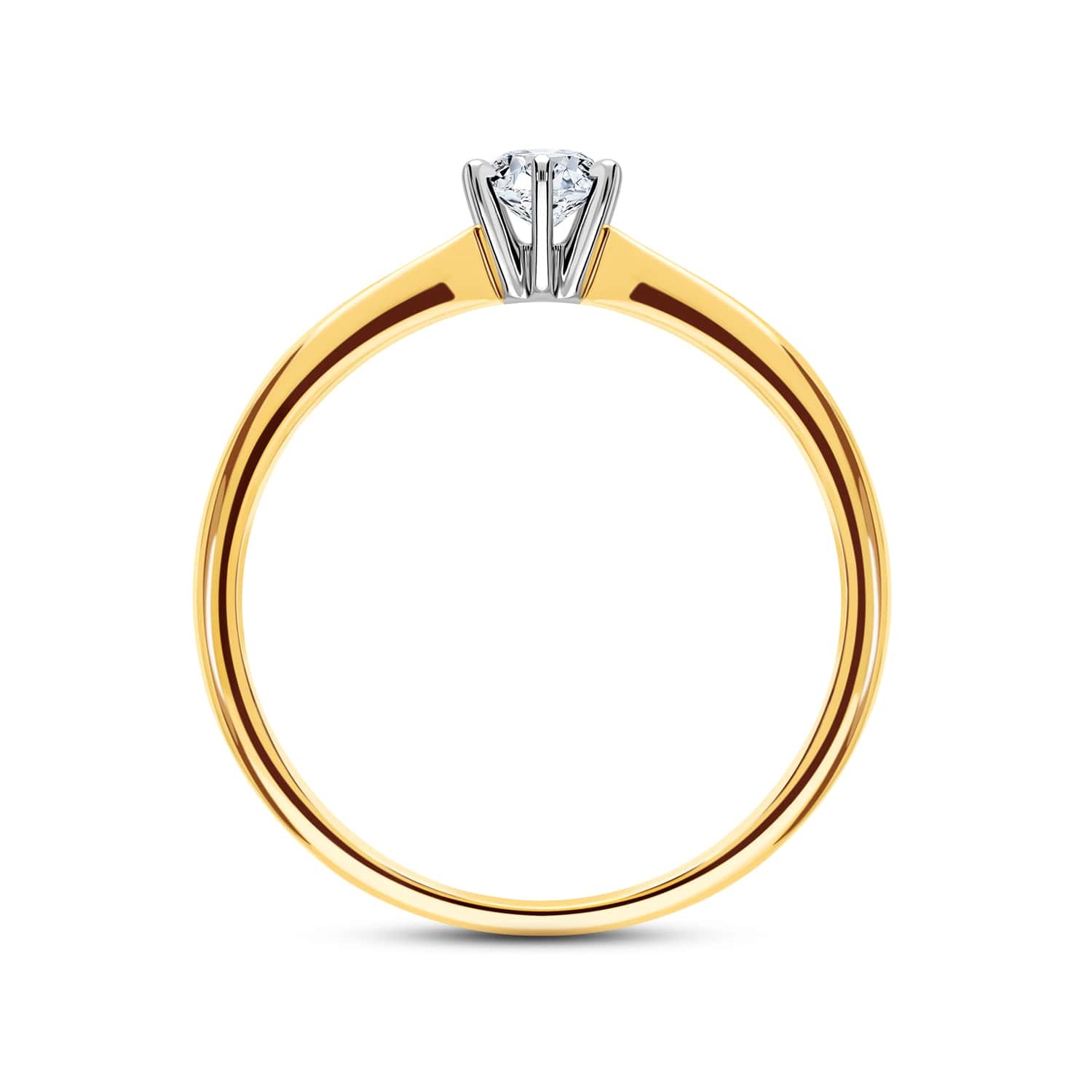 Pierścionek z diamentem 0,15ct, dwukolorowe złoto R06850-YW bok Pierścionek z diamentem 0,15ct, dwukolorowe złoto R06850-YW bok