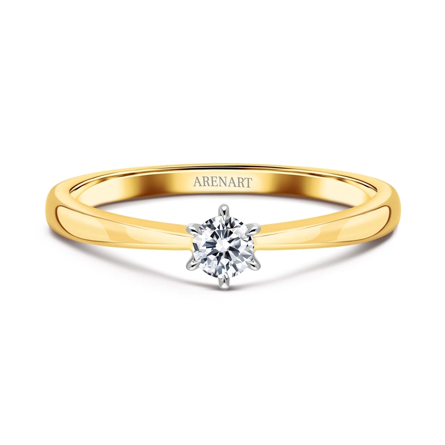 Pierścionek z diamentem 0,15ct, dwukolorowe złoto R06850-YW przod Pierścionek z diamentem 0,15ct, dwukolorowe złoto R06850-YW przod