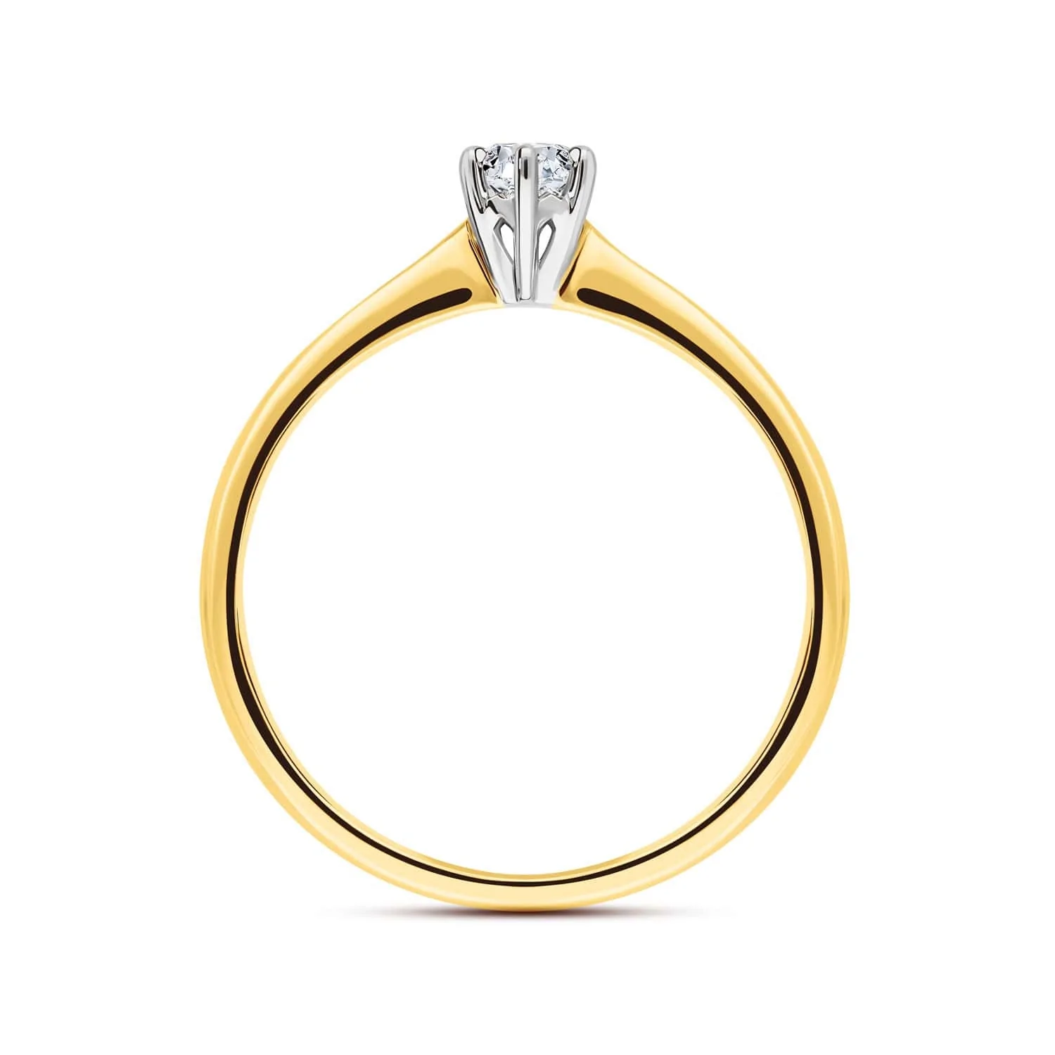 Pierścionek z diamentem 0,15ct, dwukolorowe złoto R06846-YW bok Pierścionek z diamentem 0,15ct, dwukolorowe złoto R06846-YW bok