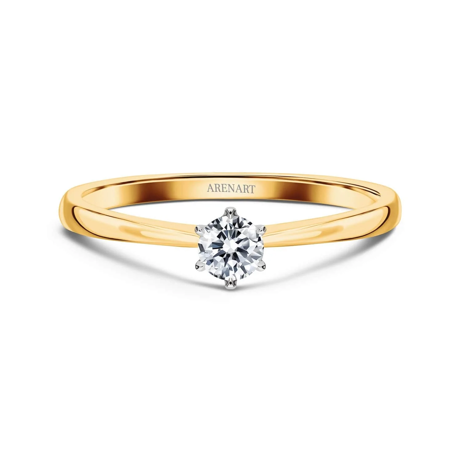 Pierścionek z diamentem 0,15ct, dwukolorowe złoto R06846-YW przód Pierścionek z diamentem 0,15ct, dwukolorowe złoto R06846-YW przód