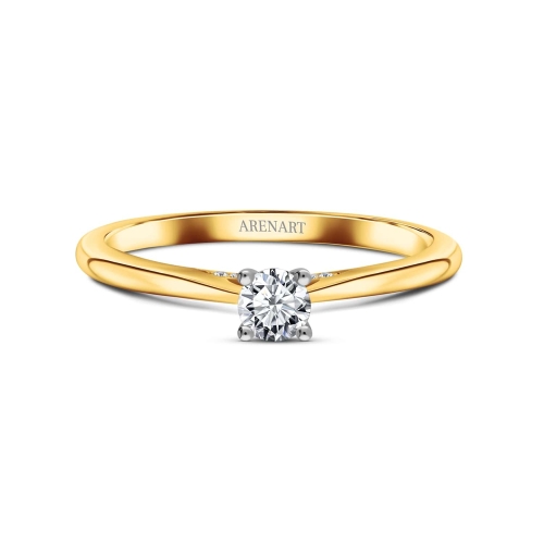 Pierścionek zaręczynowy z diamentem 0,20ct, dwukolorowe złoto, R07832-YW