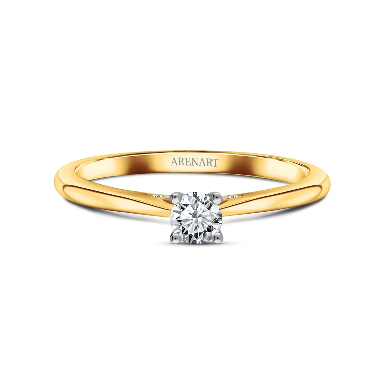 Diamentowy pierścionek zaręczynowy 0,20ct, dwukolorowe złoto, R07832-YW przód Diamentowy pierścionek zaręczynowy 0,20ct, dwukolorowe złoto, R07832-YW przód