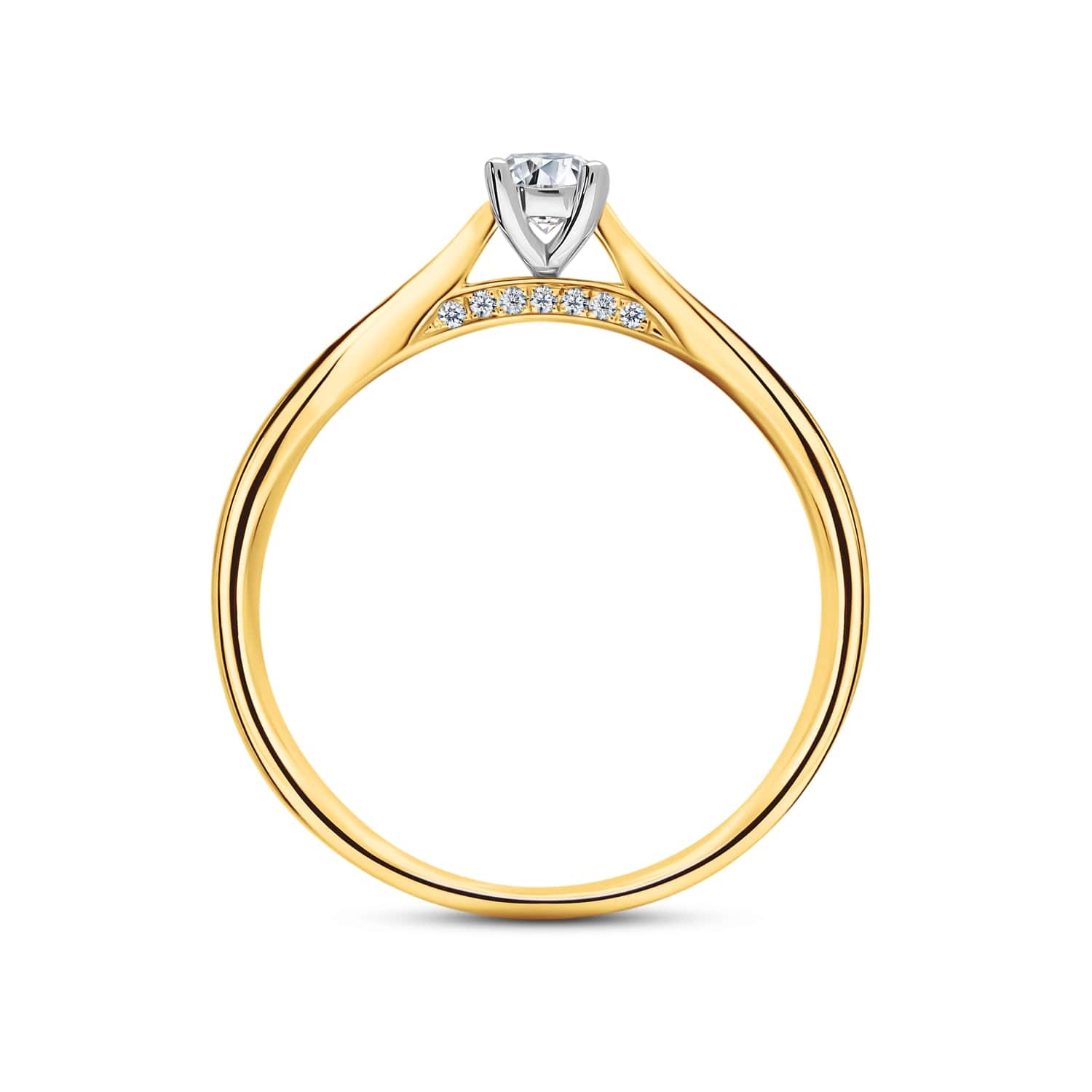 Pierścionek z diamentem 0,20ct, dwukolorowe złoto, R07832-YW bok Pierścionek z diamentem 0,20ct, dwukolorowe złoto, R07832-YW bok
