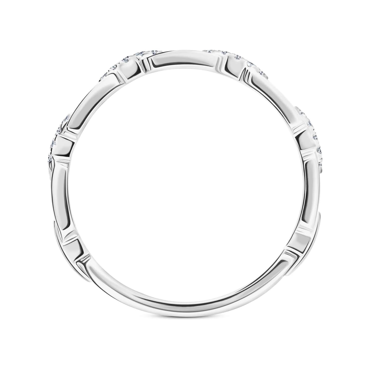 Pierścionek z diamentami, białe złoto, R07856-W  bok Pierścionek z diamentami, białe złoto, R07856-W  bok