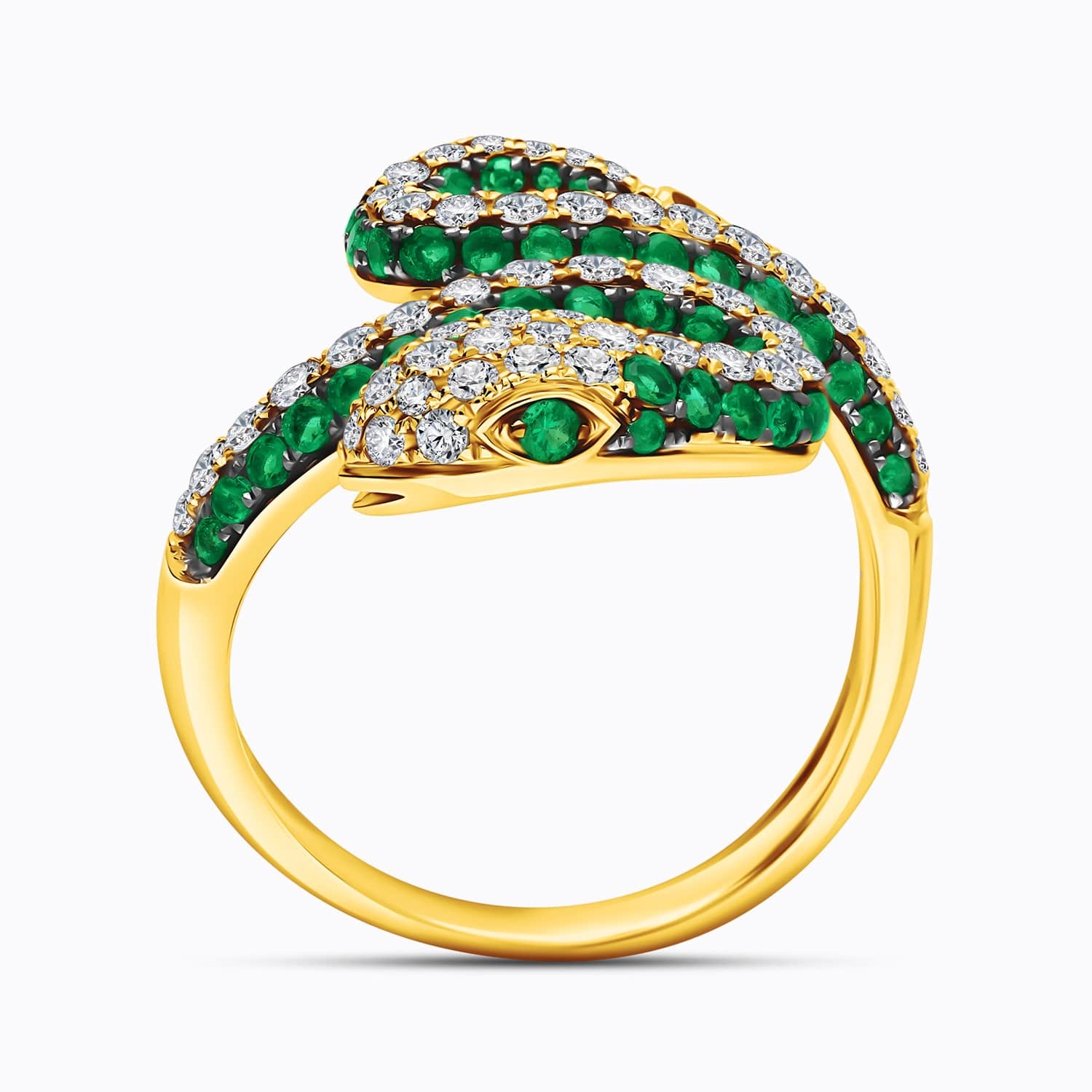 Pierścionek ze szmaragdami i diamentami, R07866-Y-EM Pierścionek ze szmaragdami i diamentami, R07866-Y-EM