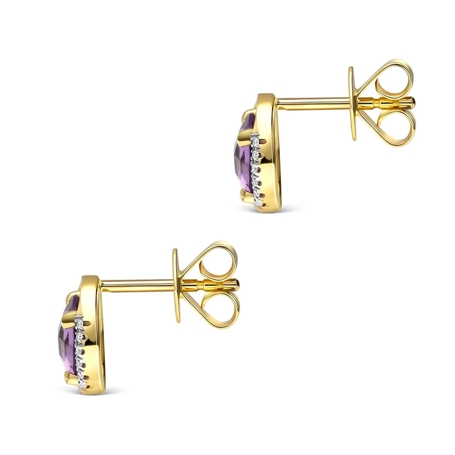 Kolczyki z diamentami i ametystami, złoto E01883-Y-S-AM Kolczyki z diamentami i ametystami, złoto E01883-Y-S-AM