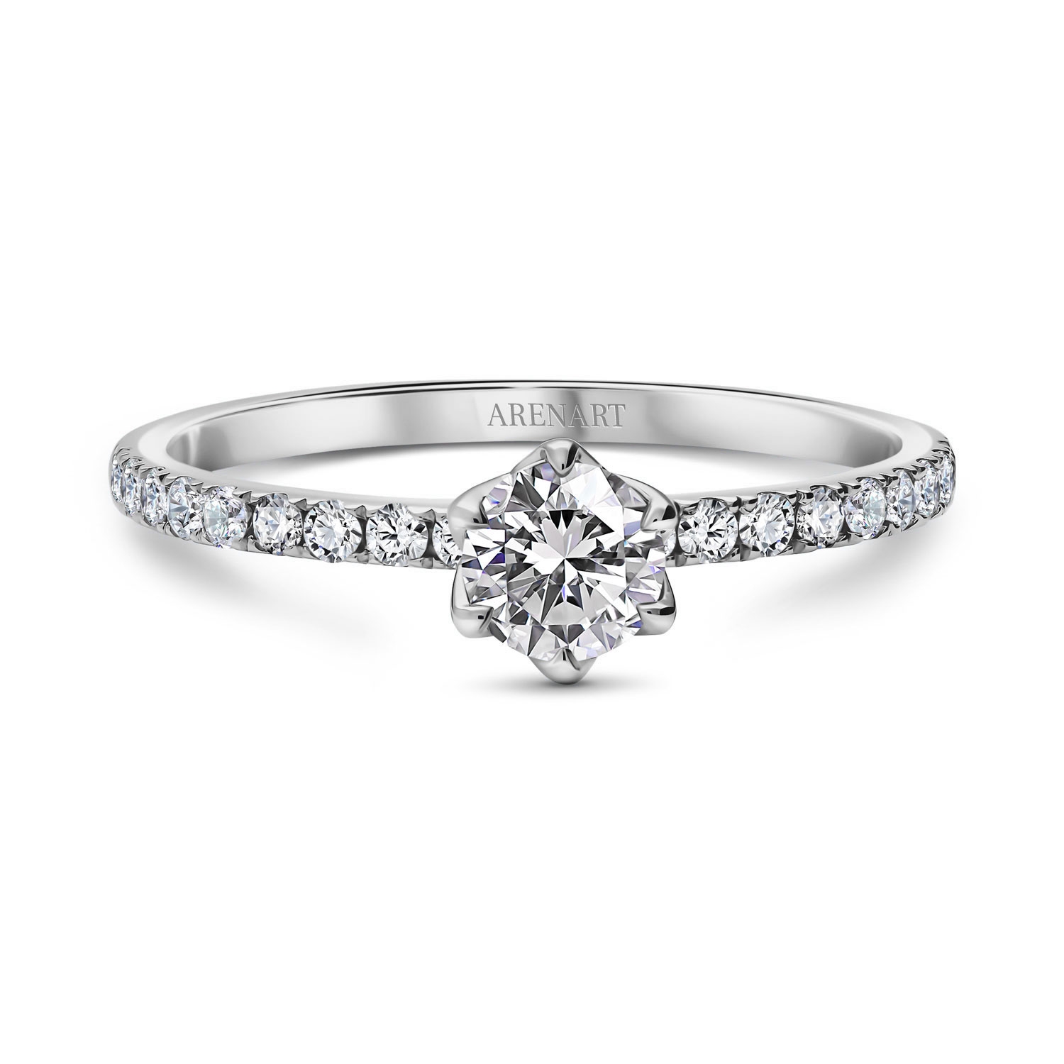 Złoty pierścionek zaręczynowy diamentami, białe złoto R07914-W Złoty pierścionek zaręczynowy diamentami, białe złoto R07914-W