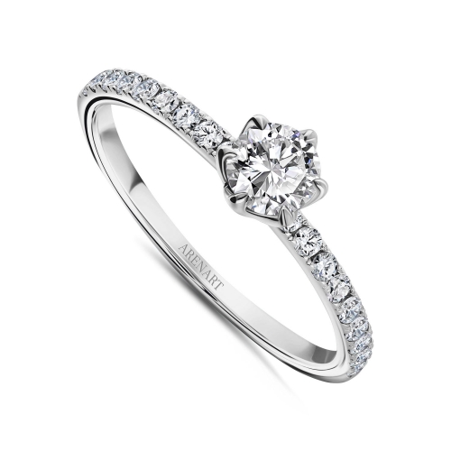 Pierścionek zaręczynowy diamentami, białe złoto R07914-W