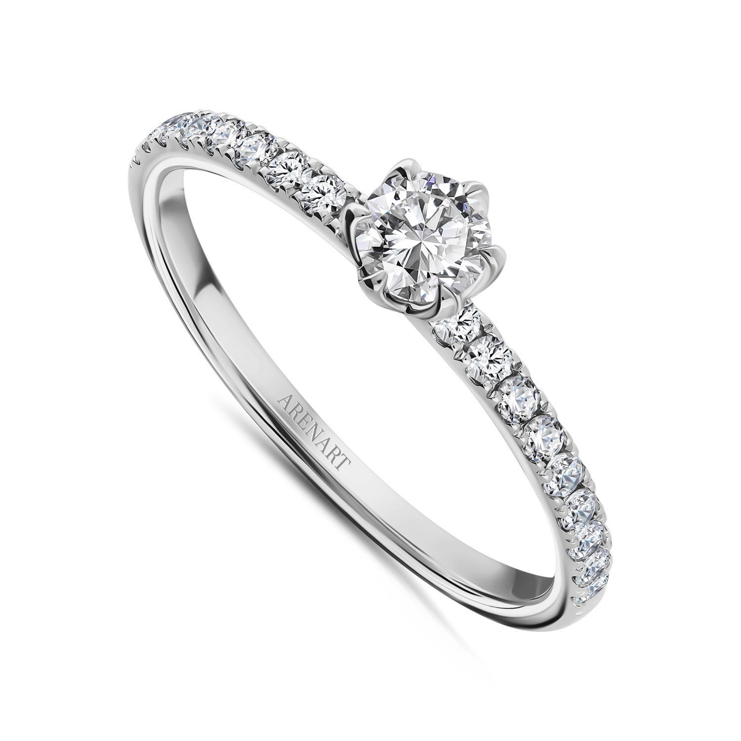 Pierścionek zaręczynowy diamentami, białe złoto R07913-W
