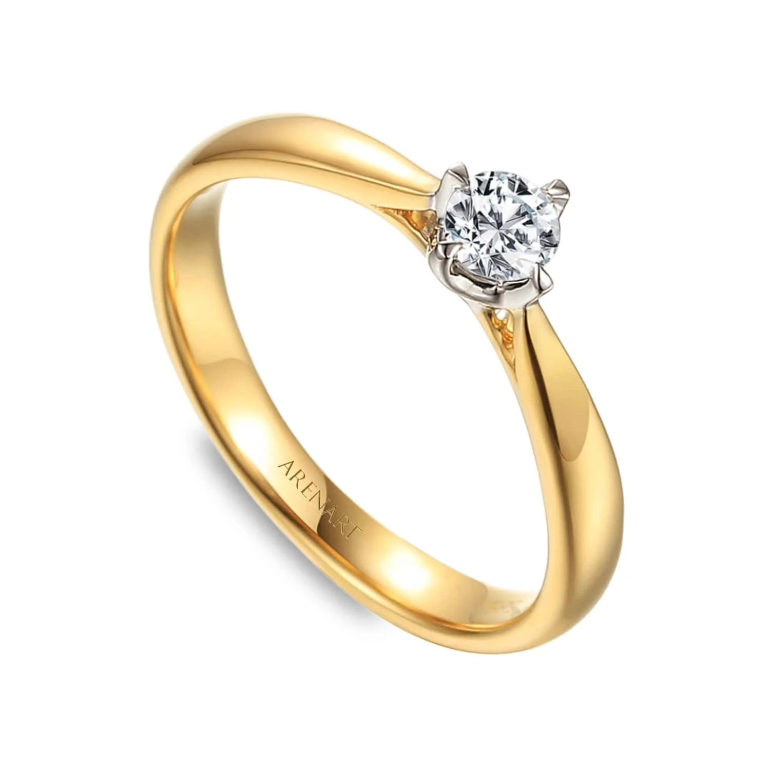 Pierścionek z diamentem 0,20ct, dwukolorowe złoto