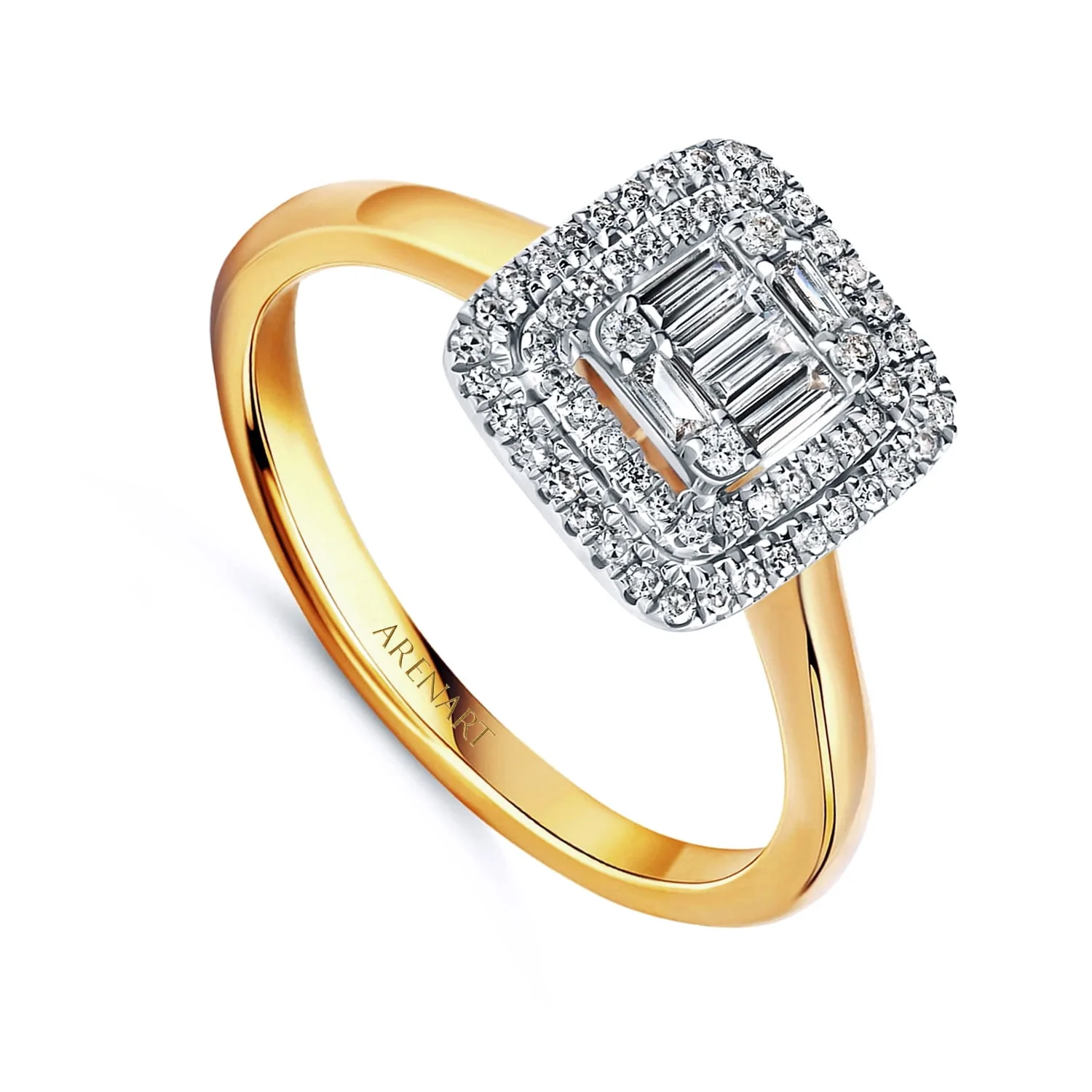 Pierścionek z diamentami, żółte złoto R06843-Y