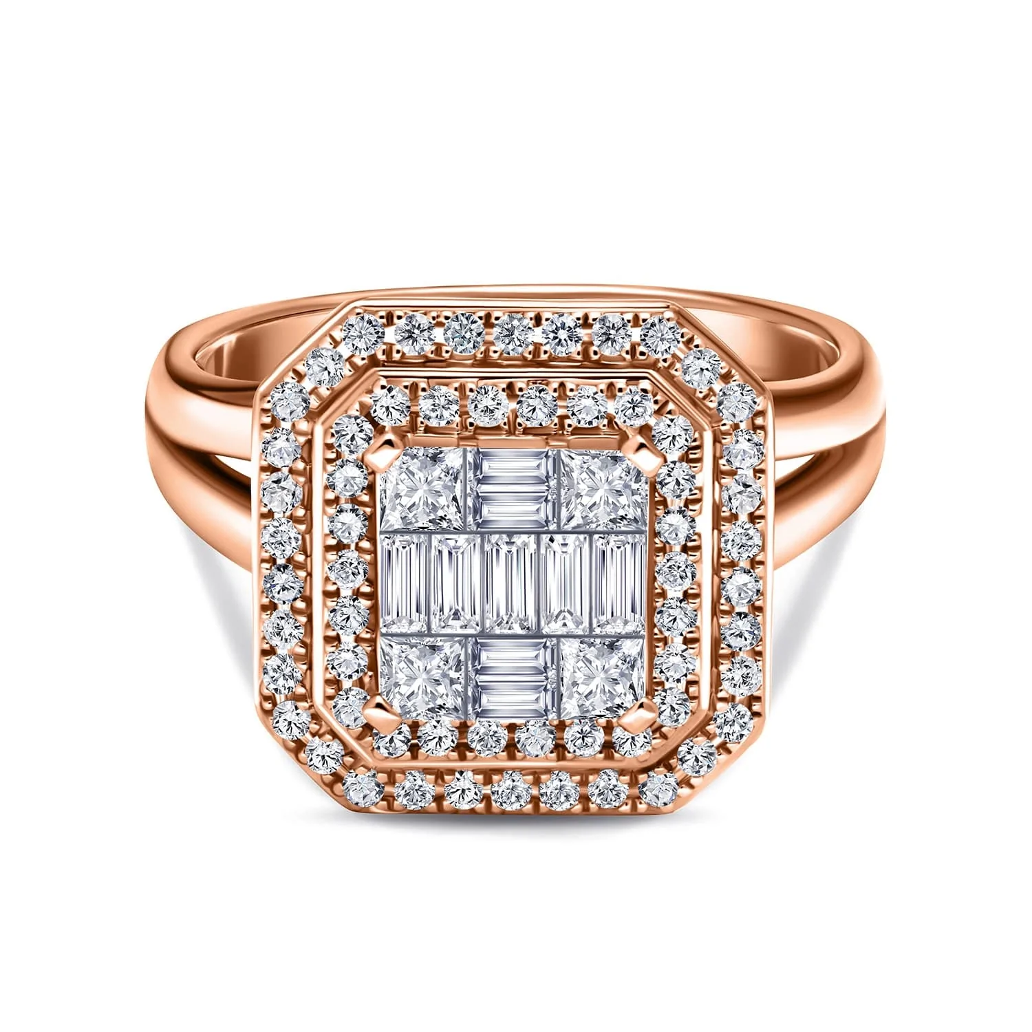 Pierścionek z diamentami, różowe złoto R81608-R leżący Pierścionek z diamentami, różowe złoto R81608-R leżący