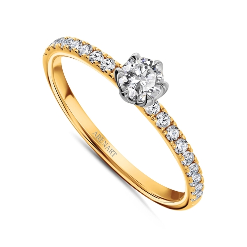 Pierścionek zaręczynowy z diamentami, żółte złoto R07913-Y