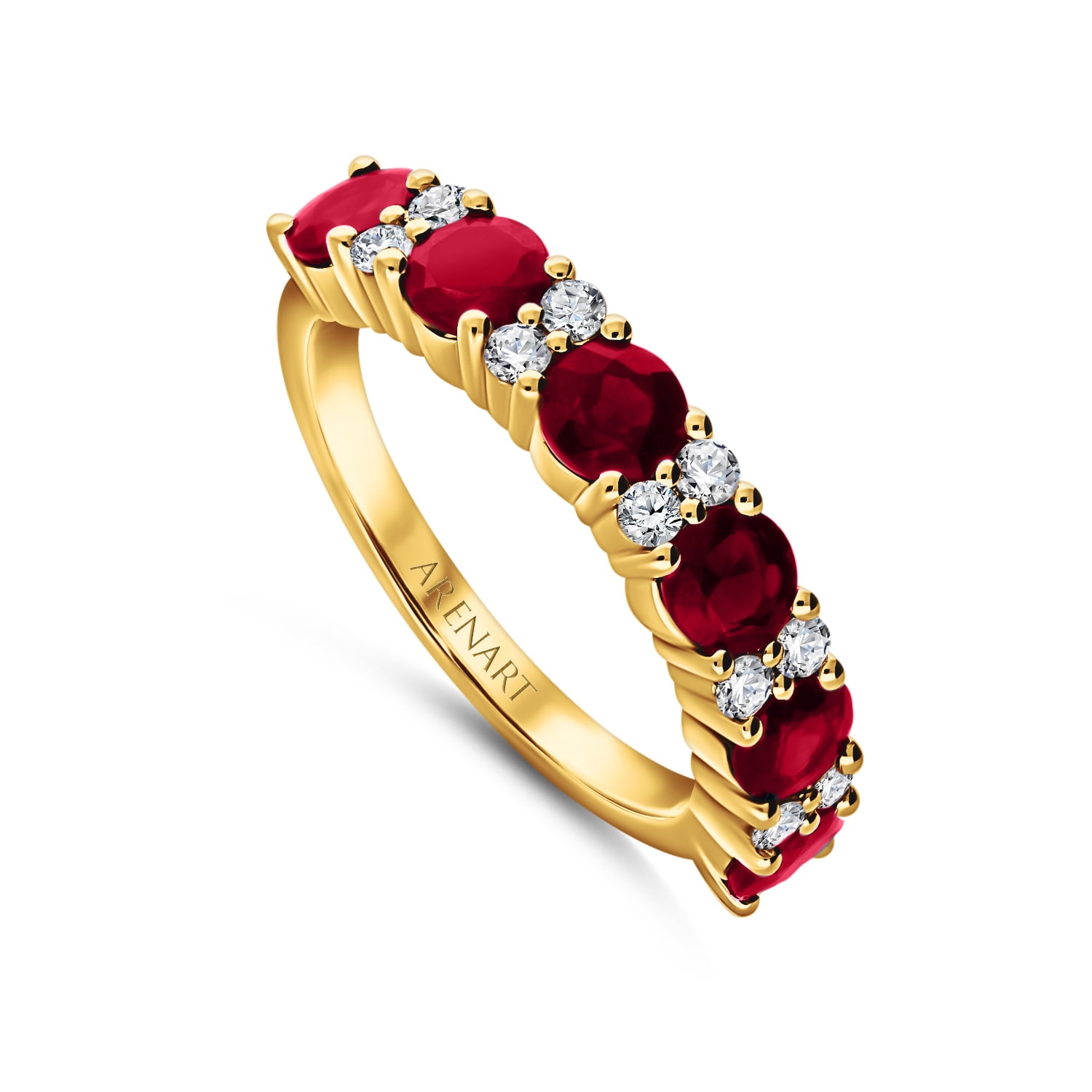 Pierścionek z diamentami i rubinami, żółte złoto - R07927-Y-R