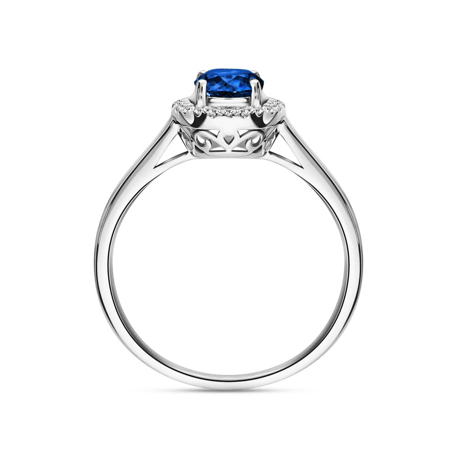 Pierścionek z szafirem i diamentami, białe złoto Pierścionek z szafirem i diamentami, białe złoto