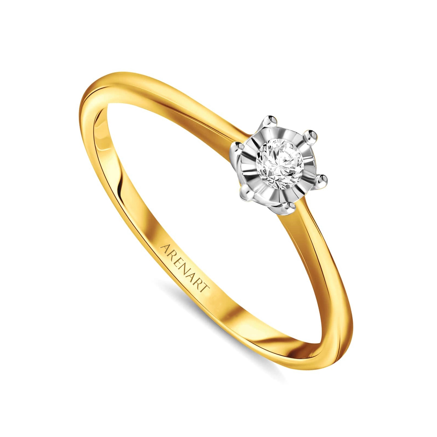 Pierścionek zaręczynowy z diamentem 0,09ct, dwukolorowe złoto R06865-YW