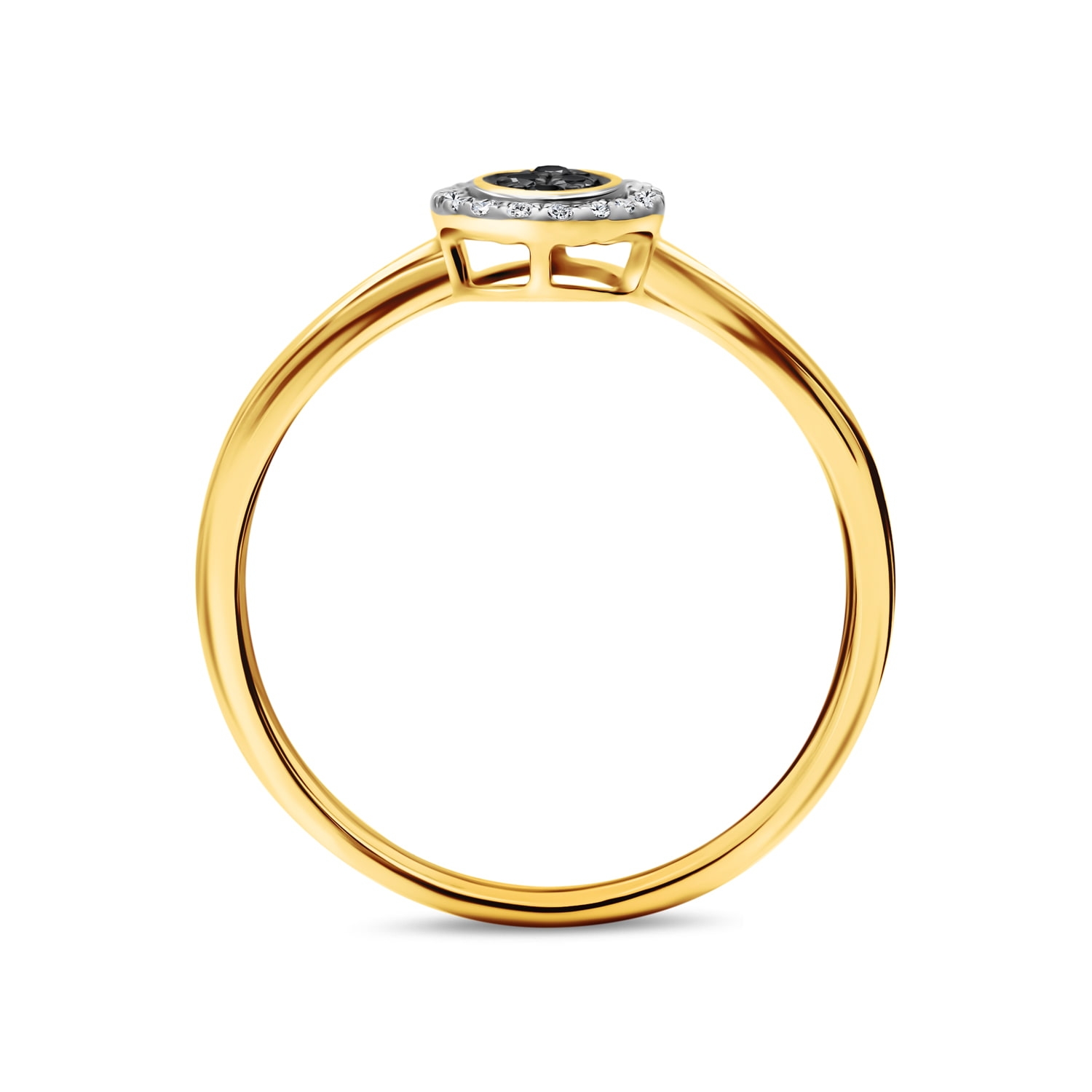 Pierścionek z białymi i czarnymi diamentami, żółte złoto Pierścionek z białymi i czarnymi diamentami, żółte złoto