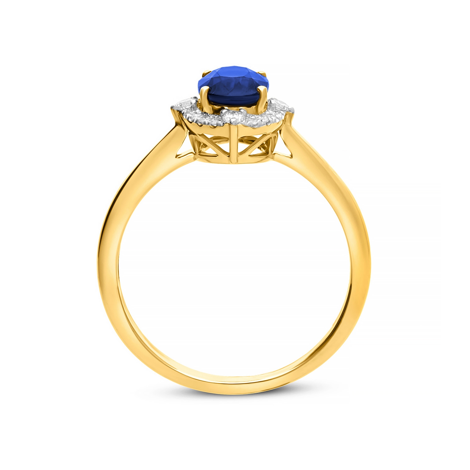 Pierścionek z szafirem i diamentami 0,12ct, żółte złoto Pierścionek z szafirem i diamentami 0,12ct, żółte złoto