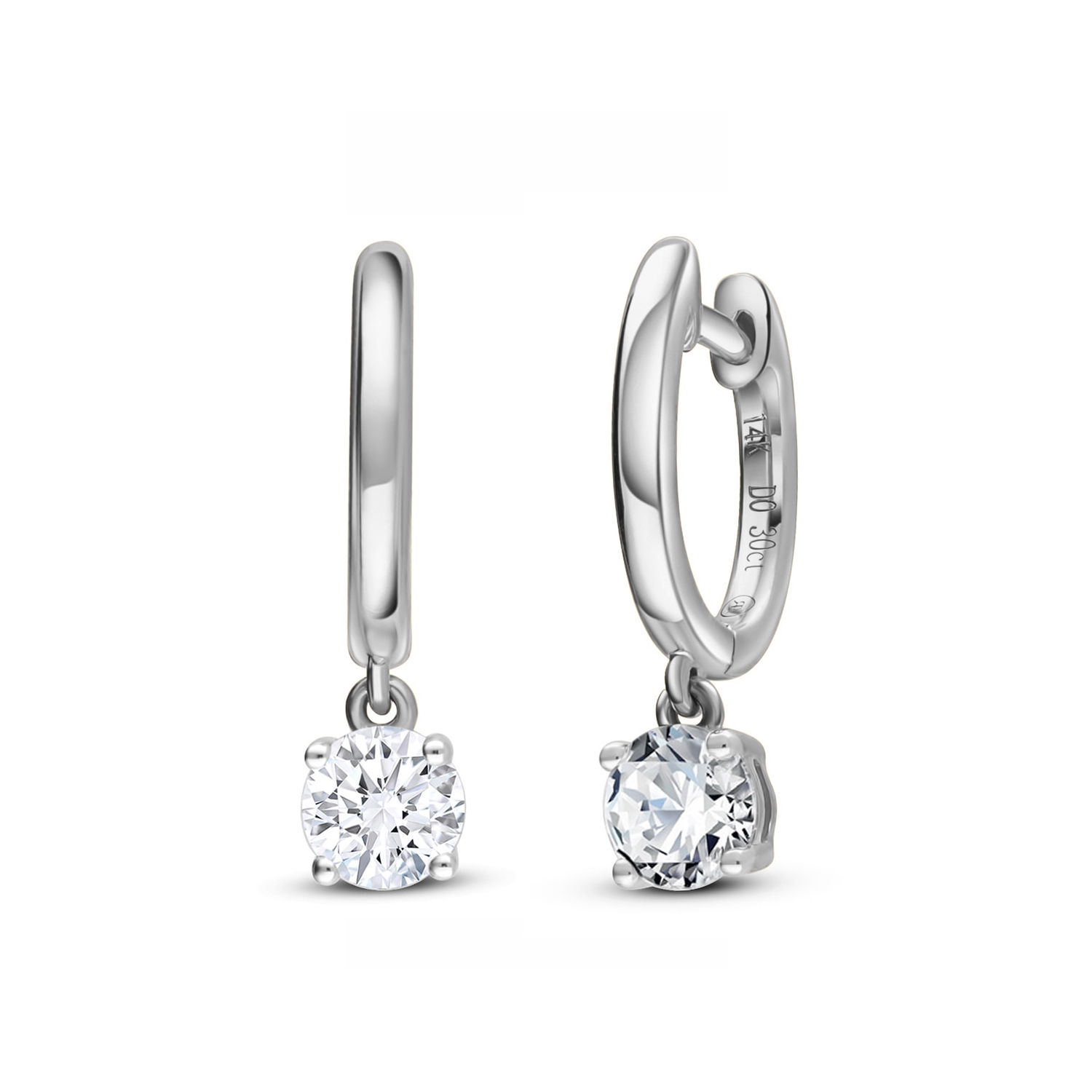 Wiszące kolczyki z diamentami 0,61ct, białe złoto