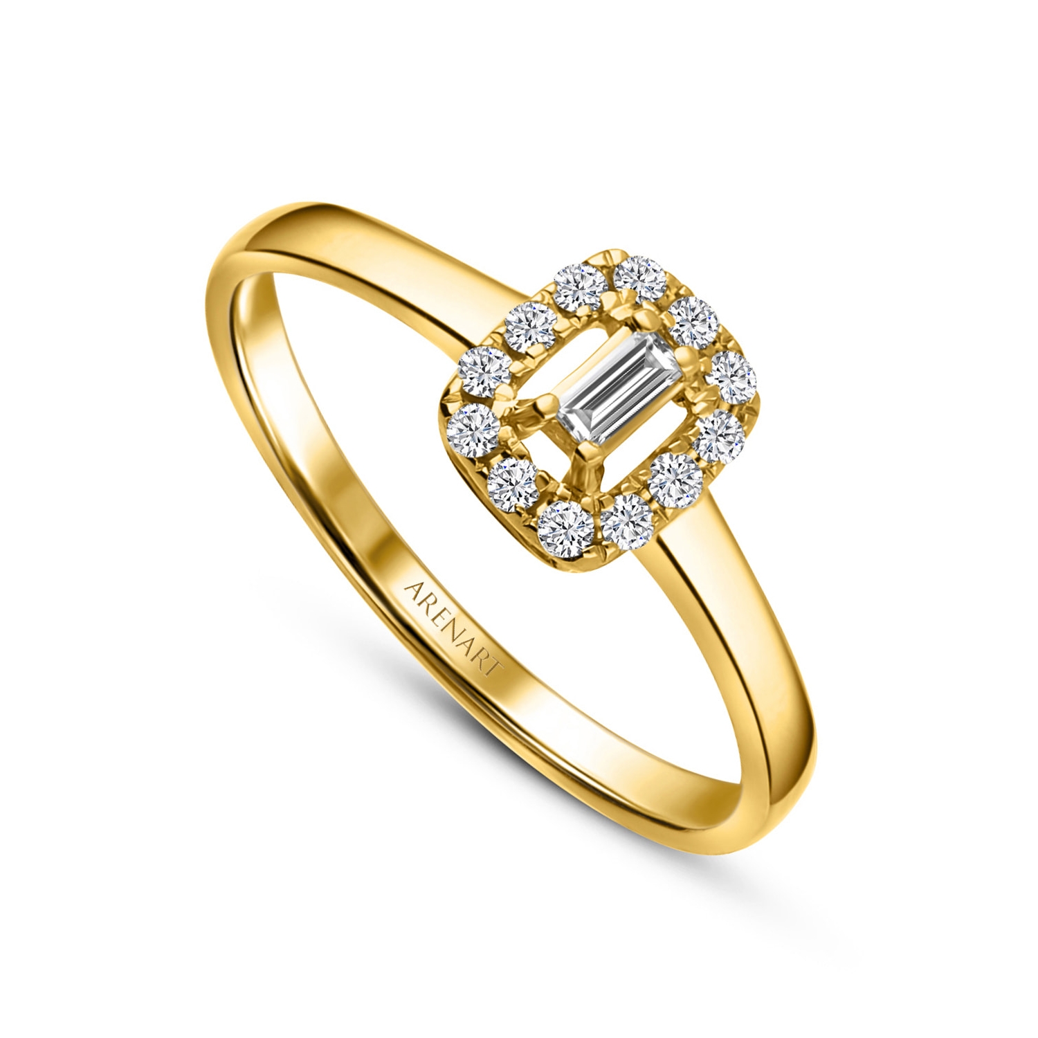 Pierścionek z diamentami 0,12ct, żółte złoto