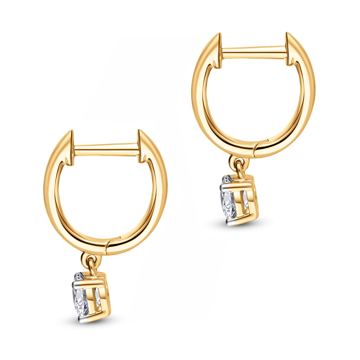 Złote wiszące kolczyki z diamentami 0,6ct, żółte złoto Złote wiszące kolczyki z diamentami 0,6ct, żółte złoto