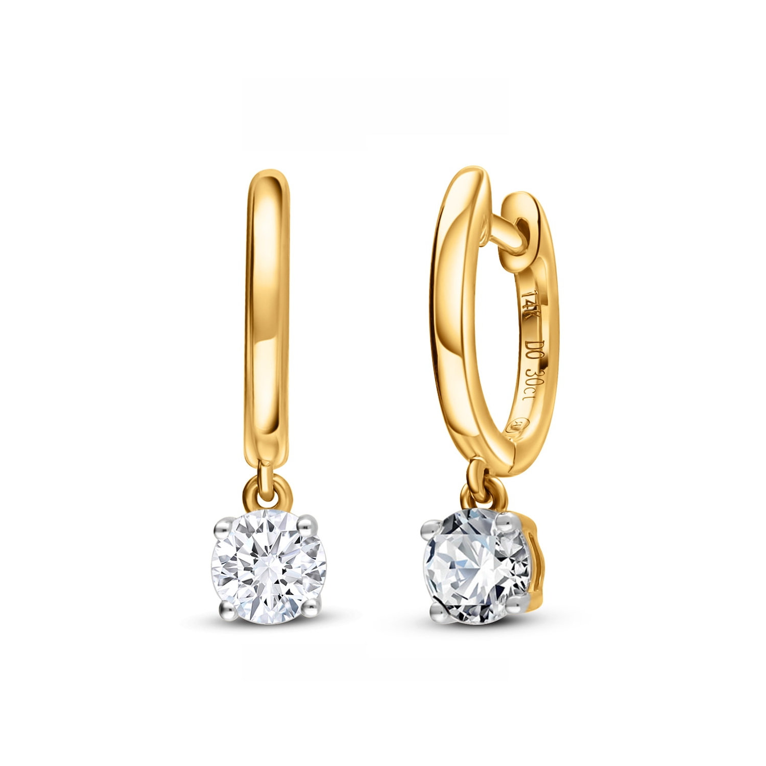 Złote wiszące kolczyki z diamentami 0,6ct, żółte złoto