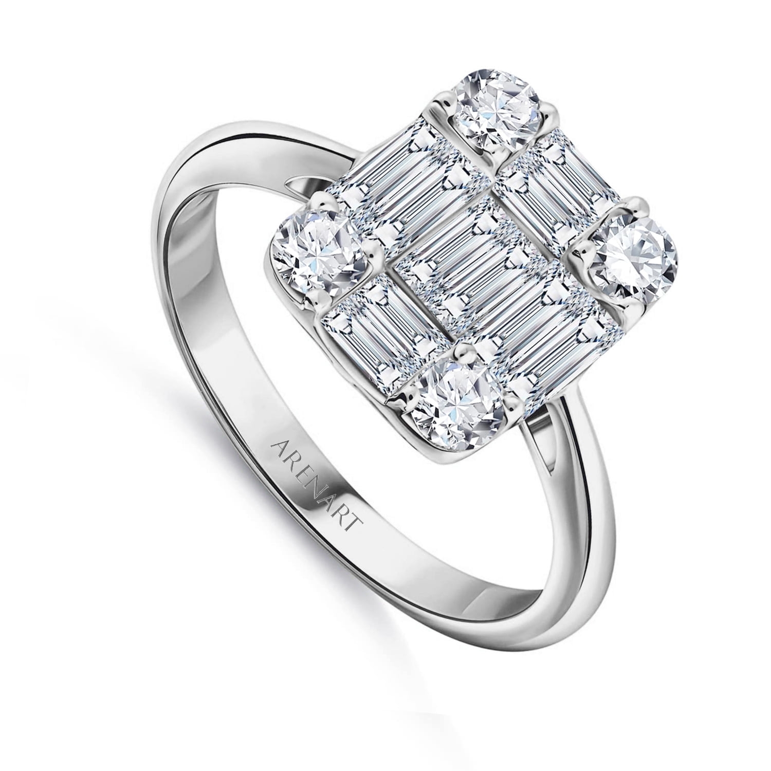 Pierścionek z diamentami 0,95ct, białe złoto