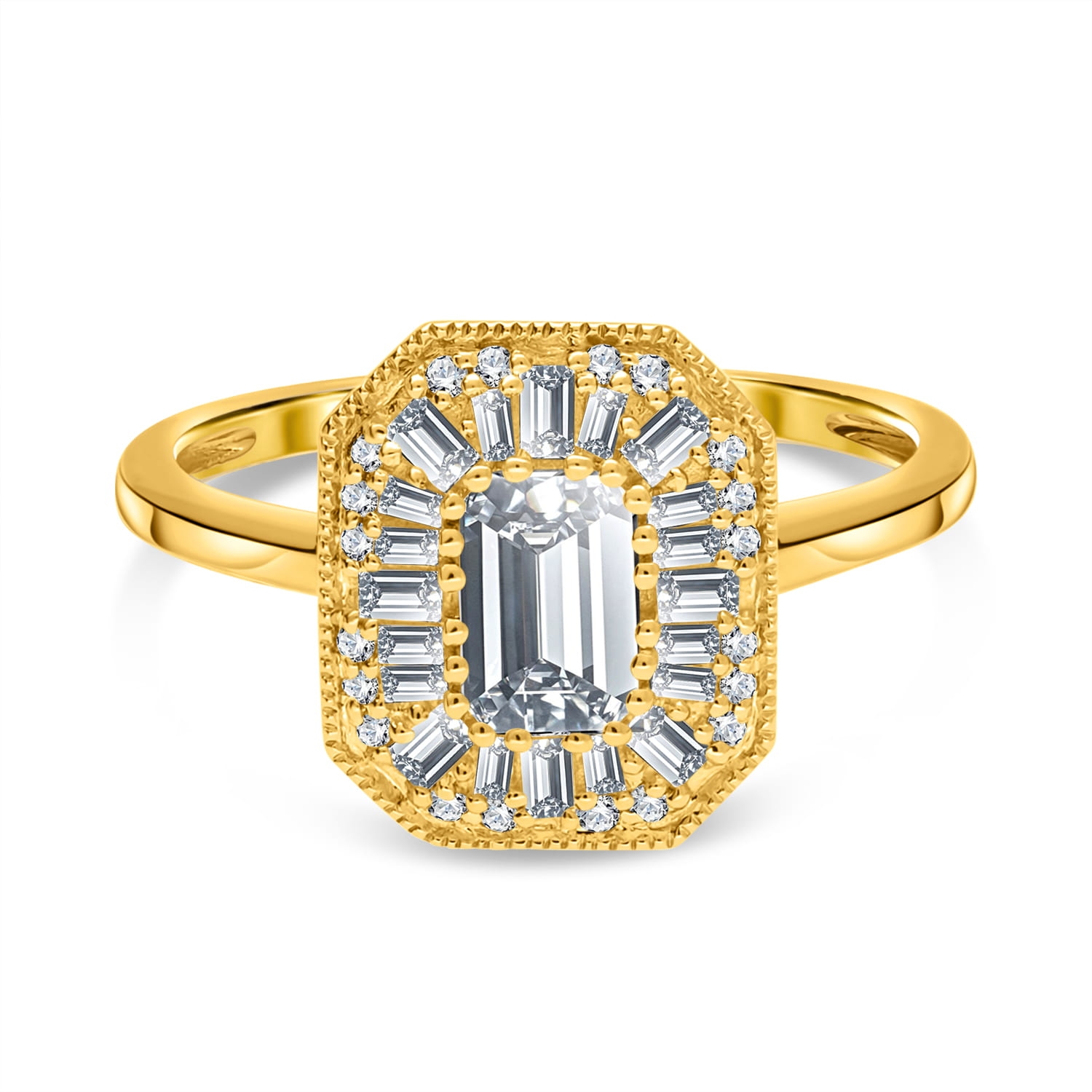 Pierścionek z białym topazem i diamentami 0,23ct, żółte złoto Pierścionek z białym topazem i diamentami 0,23ct, żółte złoto