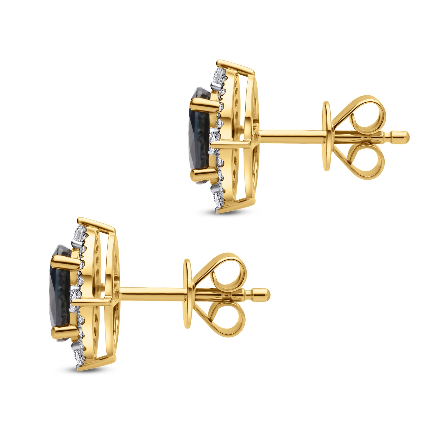 Kolczyki z diamentami i szafirami 1,85ct, złoto żółte Kolczyki z diamentami i szafirami 1,85ct, złoto żółte