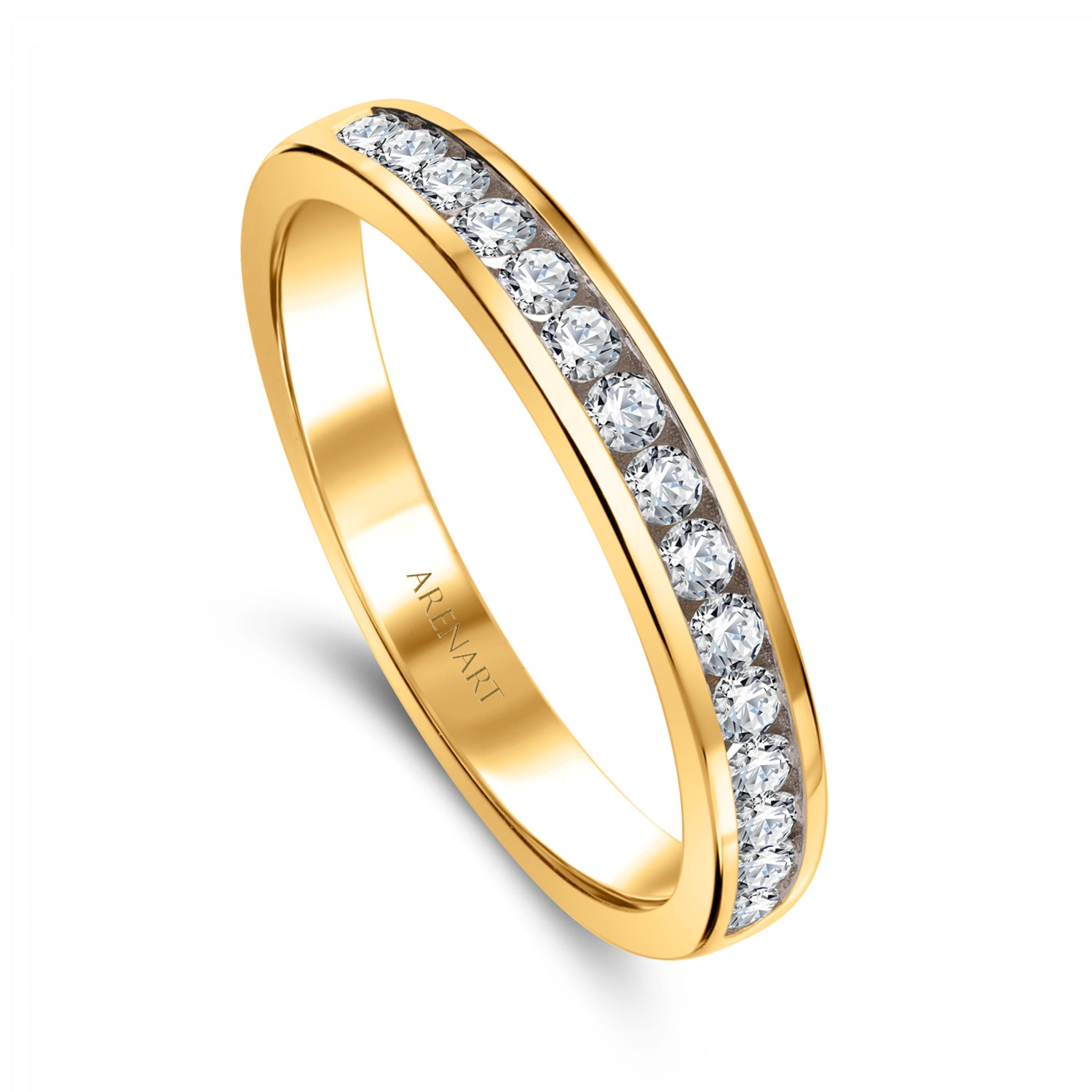 Obrączka damska, żółte złoto, diamenty, 3 mm RR35678-Y