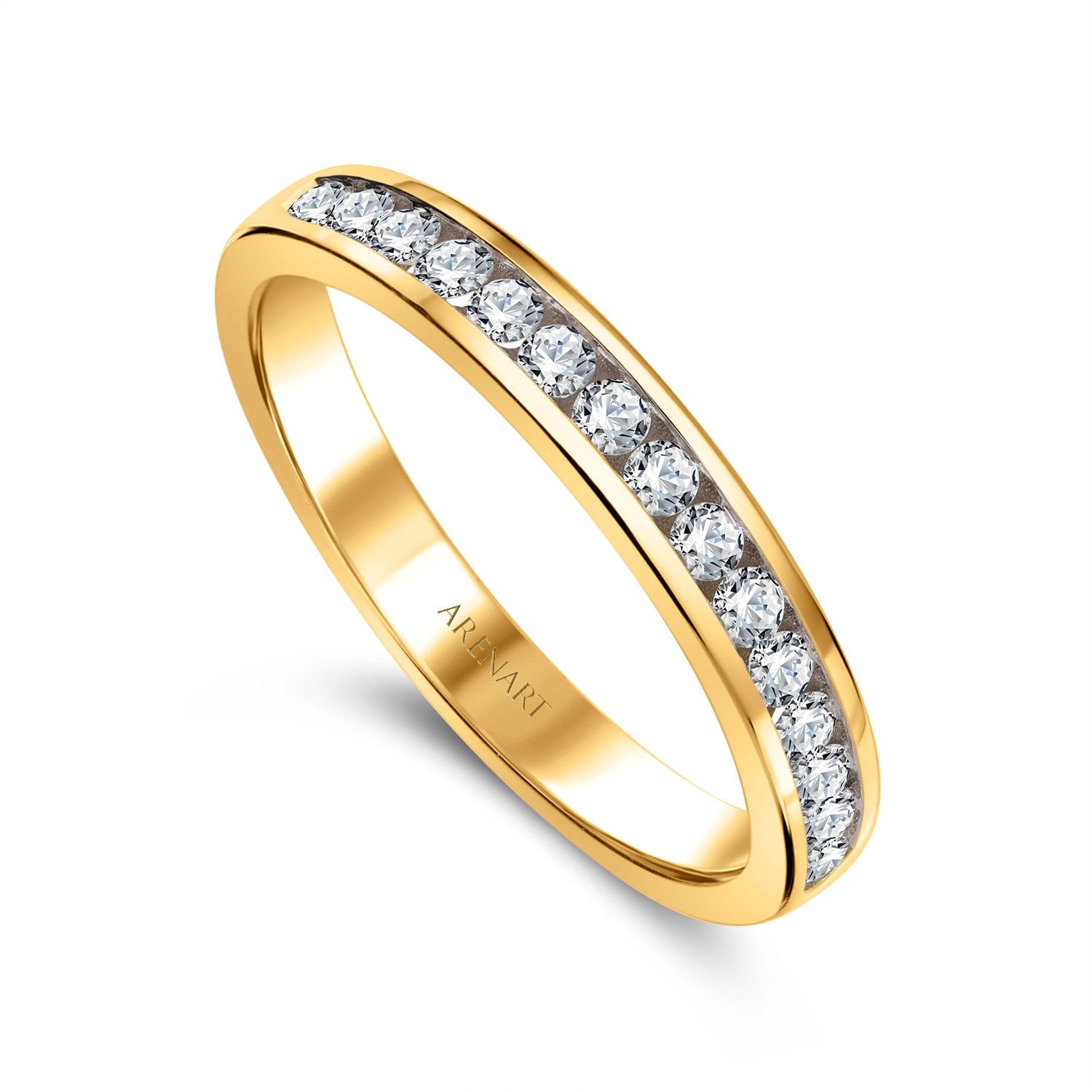 Obrączka damska, żółte złoto, diamenty, 3 mm RR35678-Y