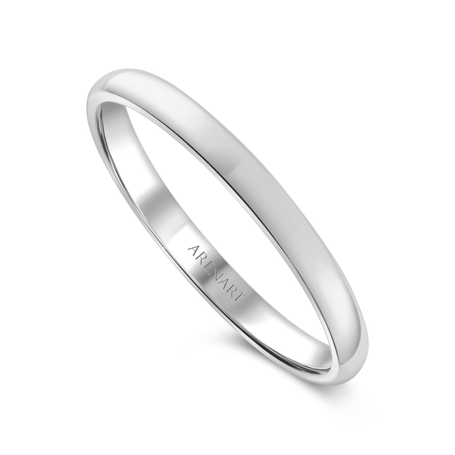 Obrączka męska, białe złoto 585, 2 mm