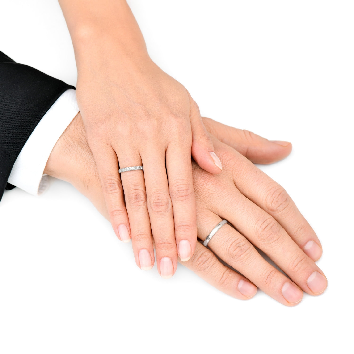 Obrączka z białego złota 585, diamenty Obrączka z białego złota 585, diamenty