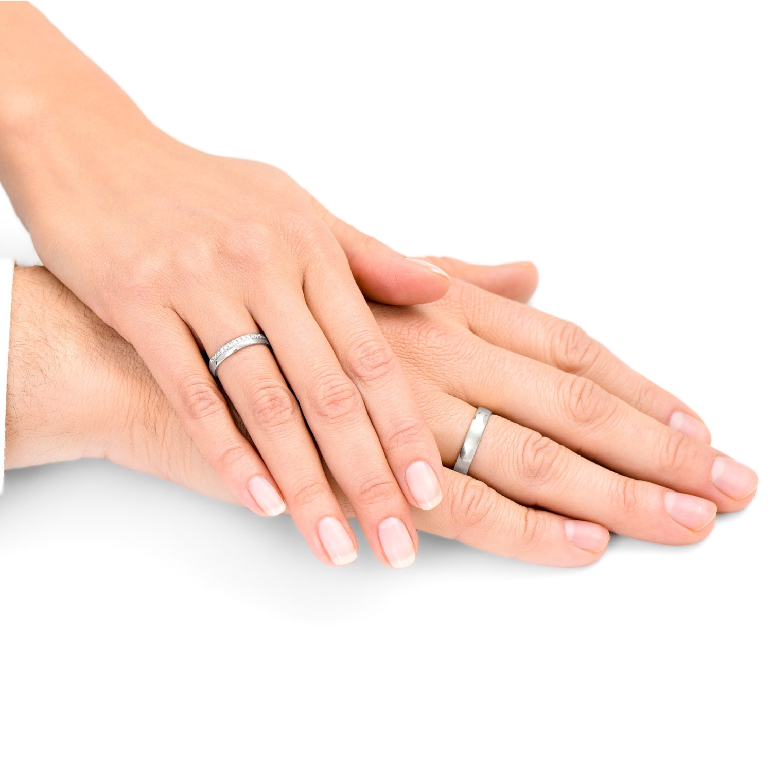 Obrączki ślubne 3,6 mm i 4 mm, białe złoto, diamenty Obrączki ślubne 3,6 mm i 4 mm, białe złoto, diamenty