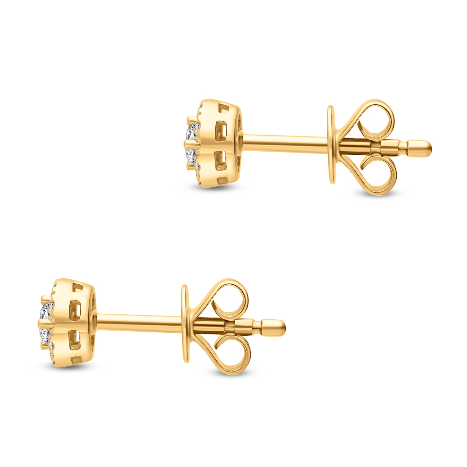 Eleganckie złote kolczyki z diamentami, na sztyft, żółte złoto 585 Eleganckie złote kolczyki z diamentami, na sztyft, żółte złoto 585