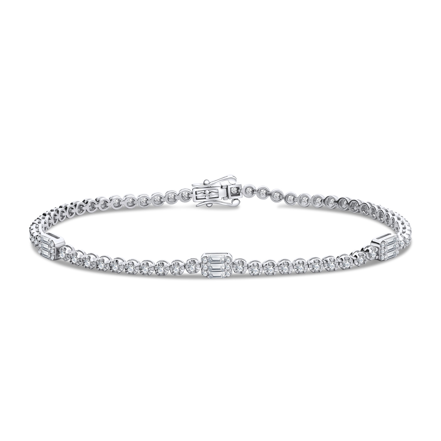 Złota bransoletka z diamentami 1,25ct, białe złoto 750, 18 cm