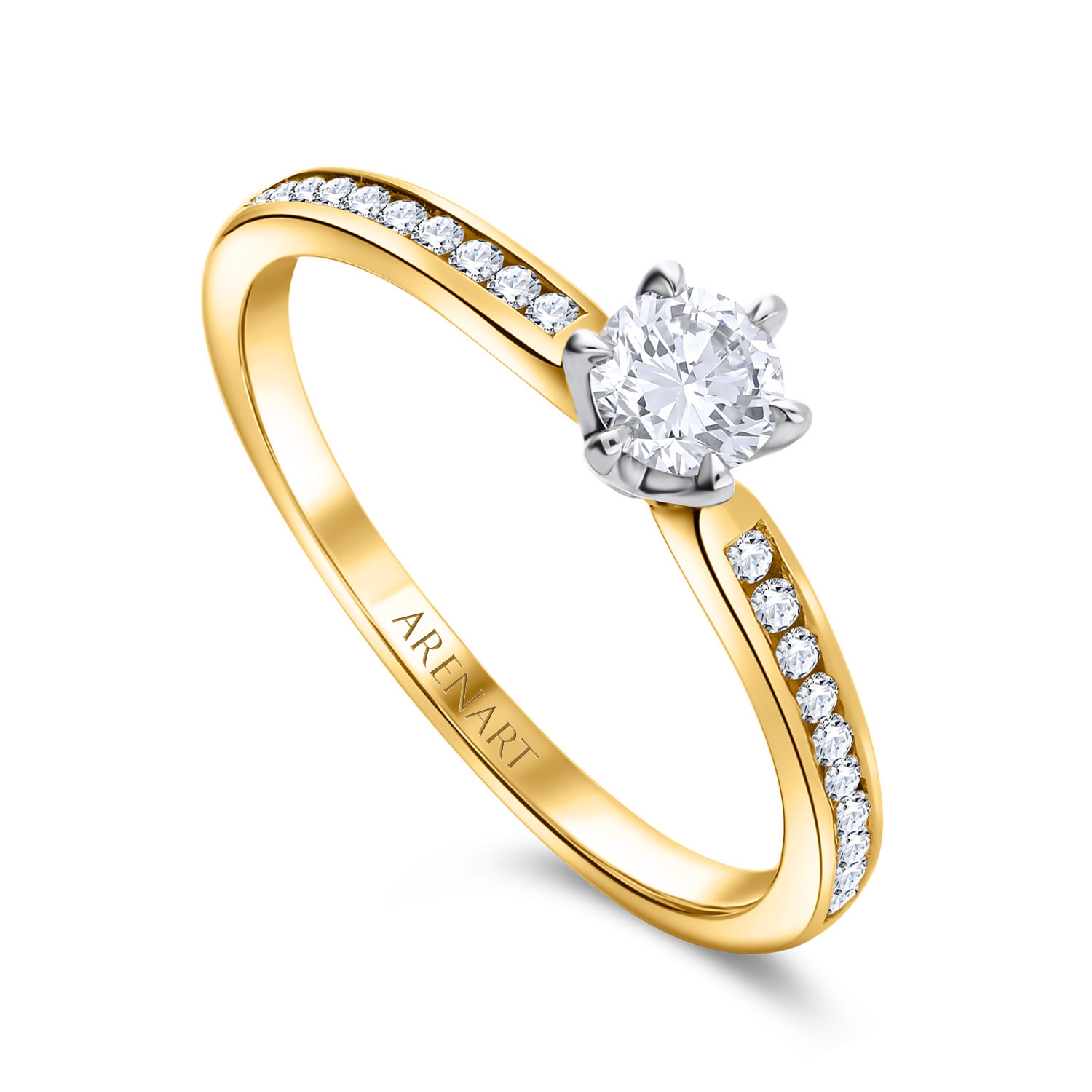 Pierścionek zaręczynowy z diamentami 0,36ct, dwukolorowe złoto