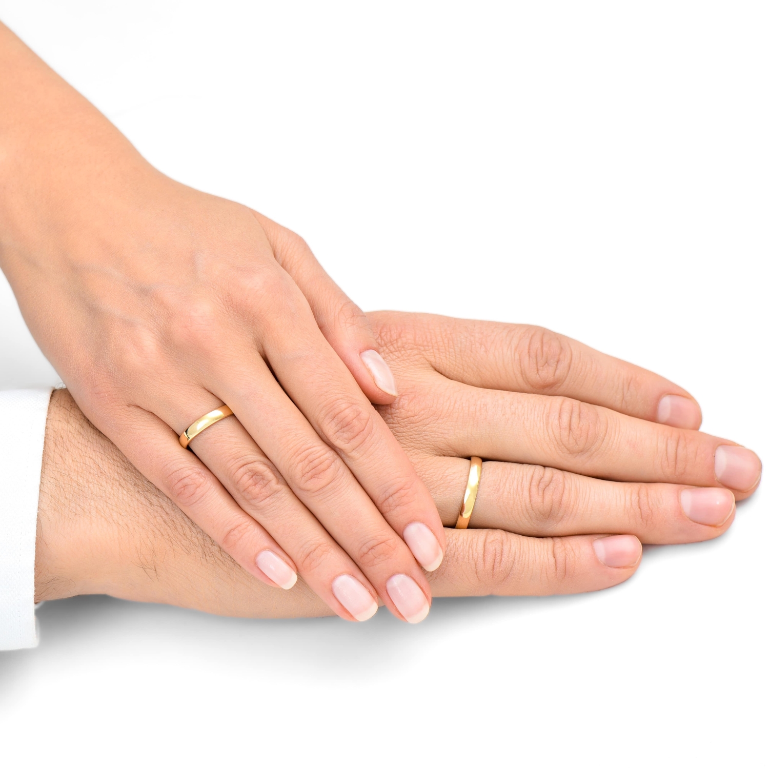 Obrączka damska, żółte złoto, półokrągłe, 3,5 mm LS-A262-35(L)-Y rece Obrączka damska, żółte złoto, półokrągłe, 3,5 mm LS-A262-35(L)-Y rece