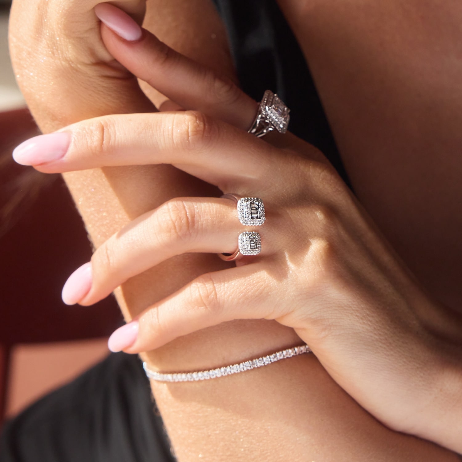 Pierścionek open z diamentami 0,53ct, złoto białe Pierścionek open z diamentami 0,53ct, złoto białe