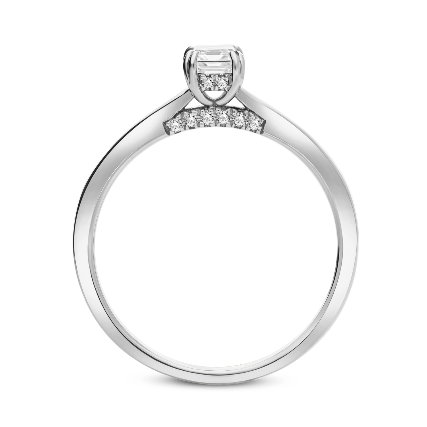 Złoty pierścionek z diamentami 0,57ct certyfikat GIA, białe złoto 750 Złoty pierścionek z diamentami 0,57ct certyfikat GIA, białe złoto 750