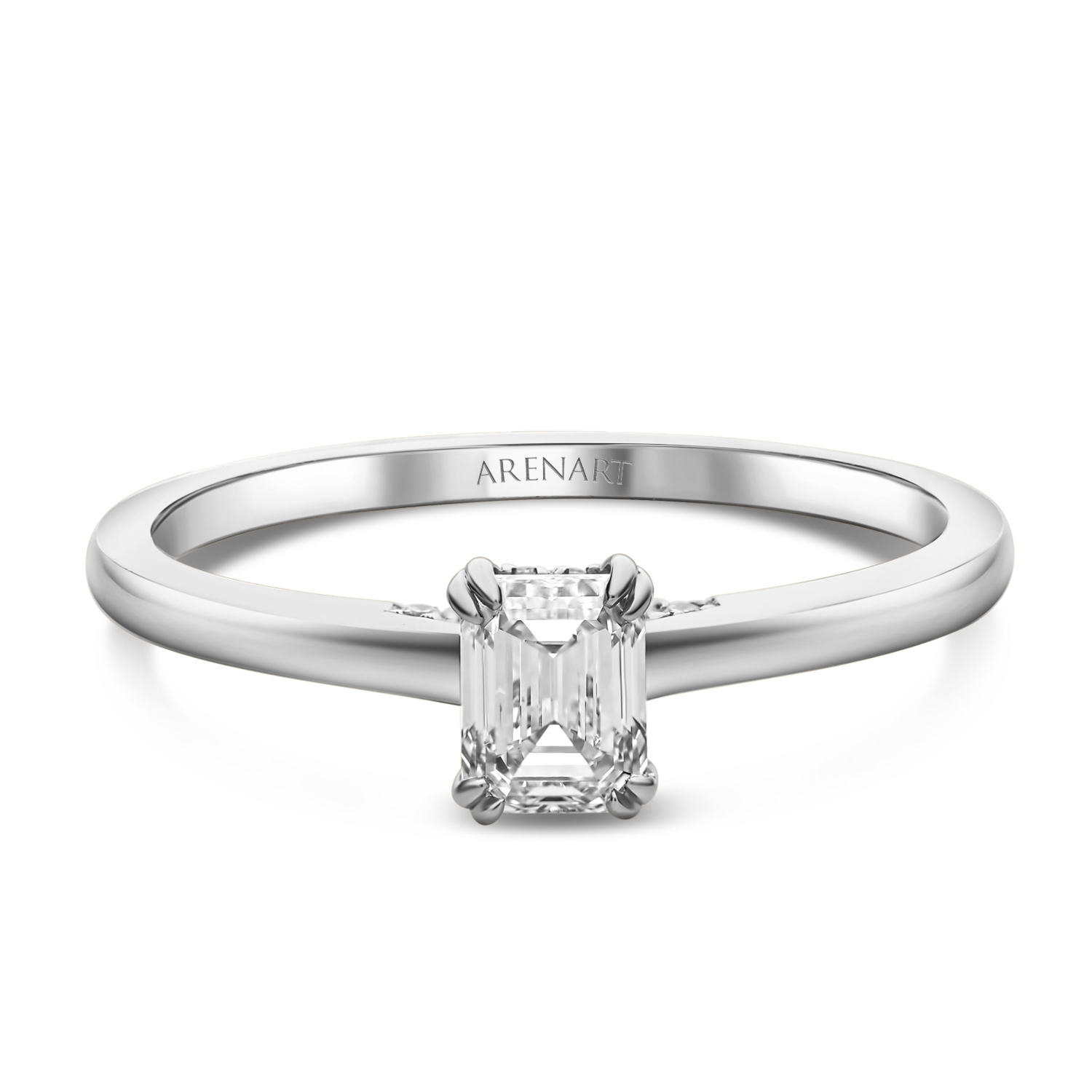 Złoty pierścionek z diamentami 0,57ct certyfikat GIA, białe złoto 750 Złoty pierścionek z diamentami 0,57ct certyfikat GIA, białe złoto 750