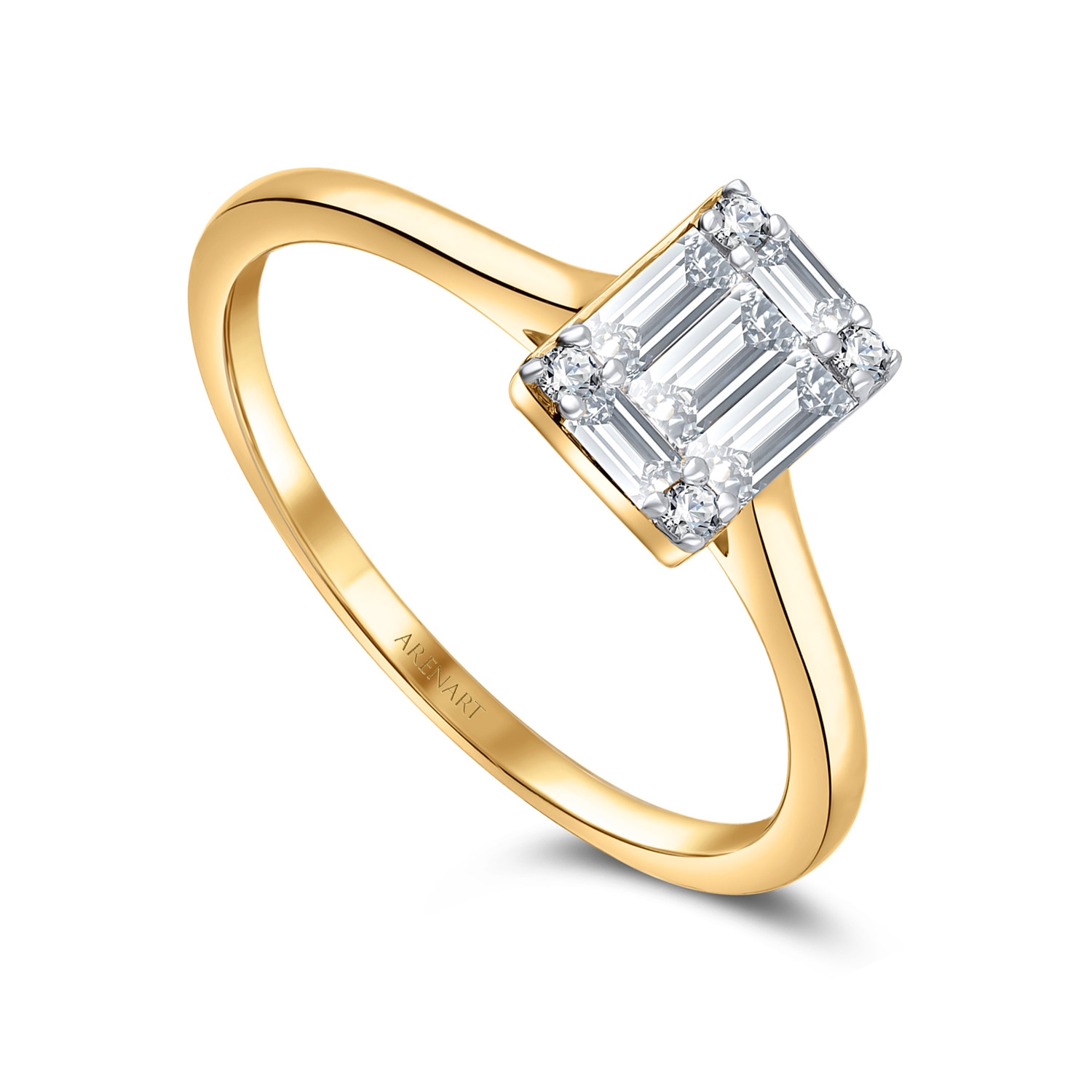 Pierścionek z diamentami, żółte złoto R61651-Y
