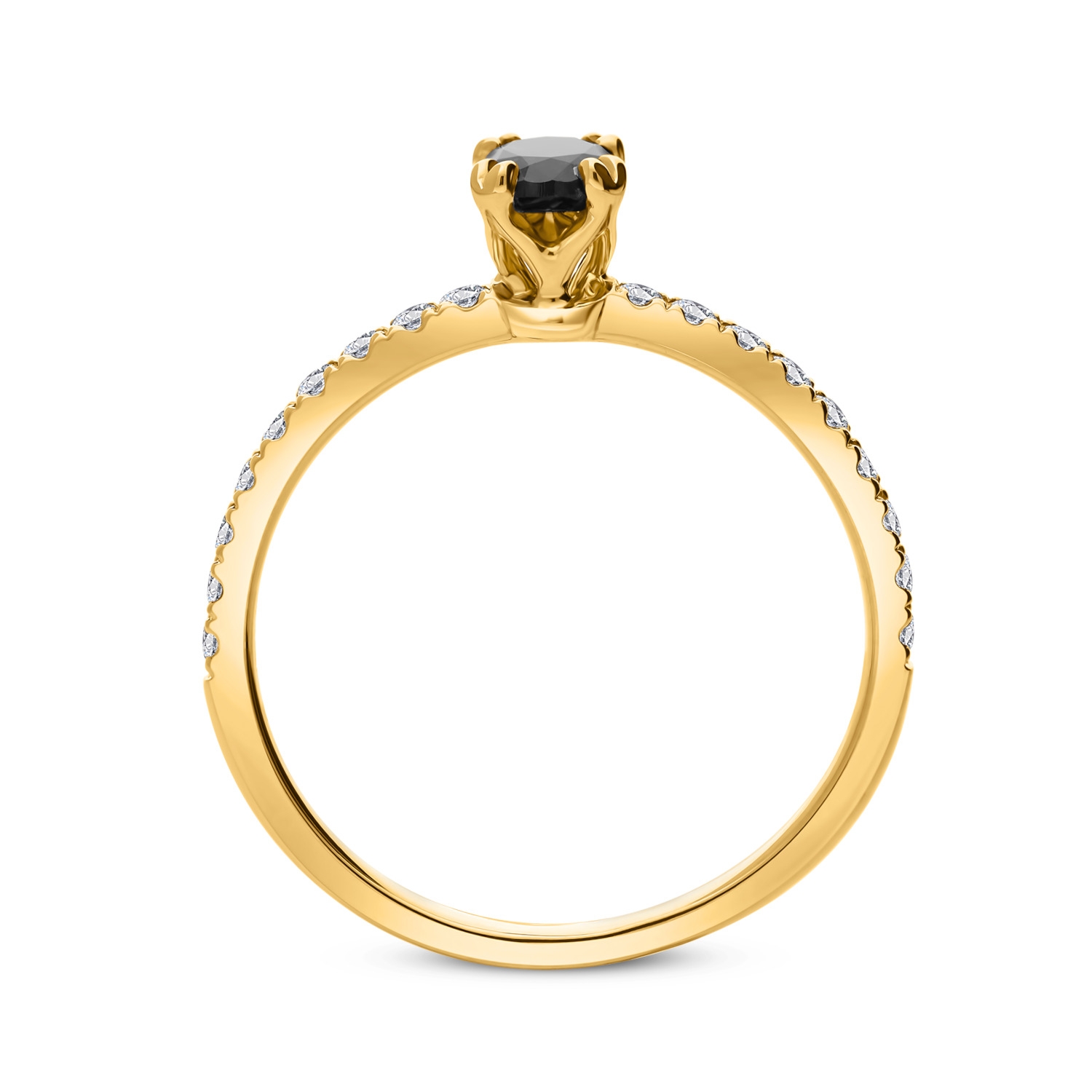 Pierścionek z czarnym diamentem 0,52ct, złoto żółte Pierścionek z czarnym diamentem 0,52ct, złoto żółte