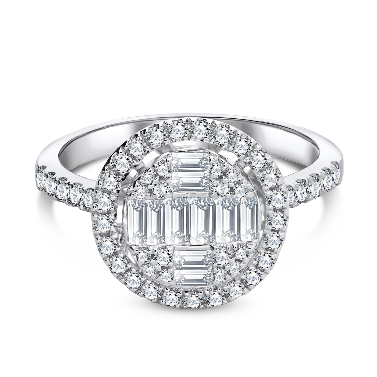 Złoty pierścionek z diamentami 0,89ct, białe złoto Złoty pierścionek z diamentami 0,89ct, białe złoto